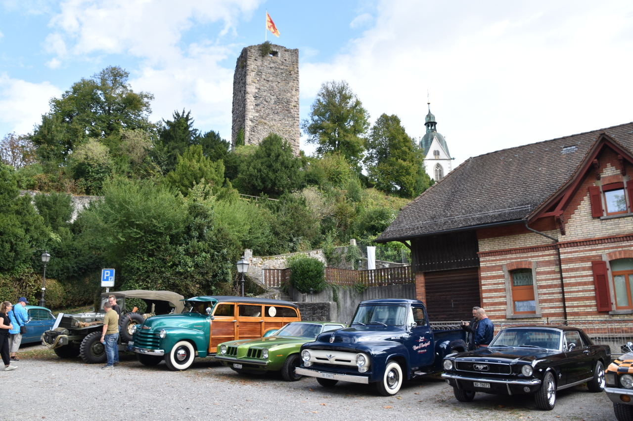 In Reih und Glied vor der Burgruine